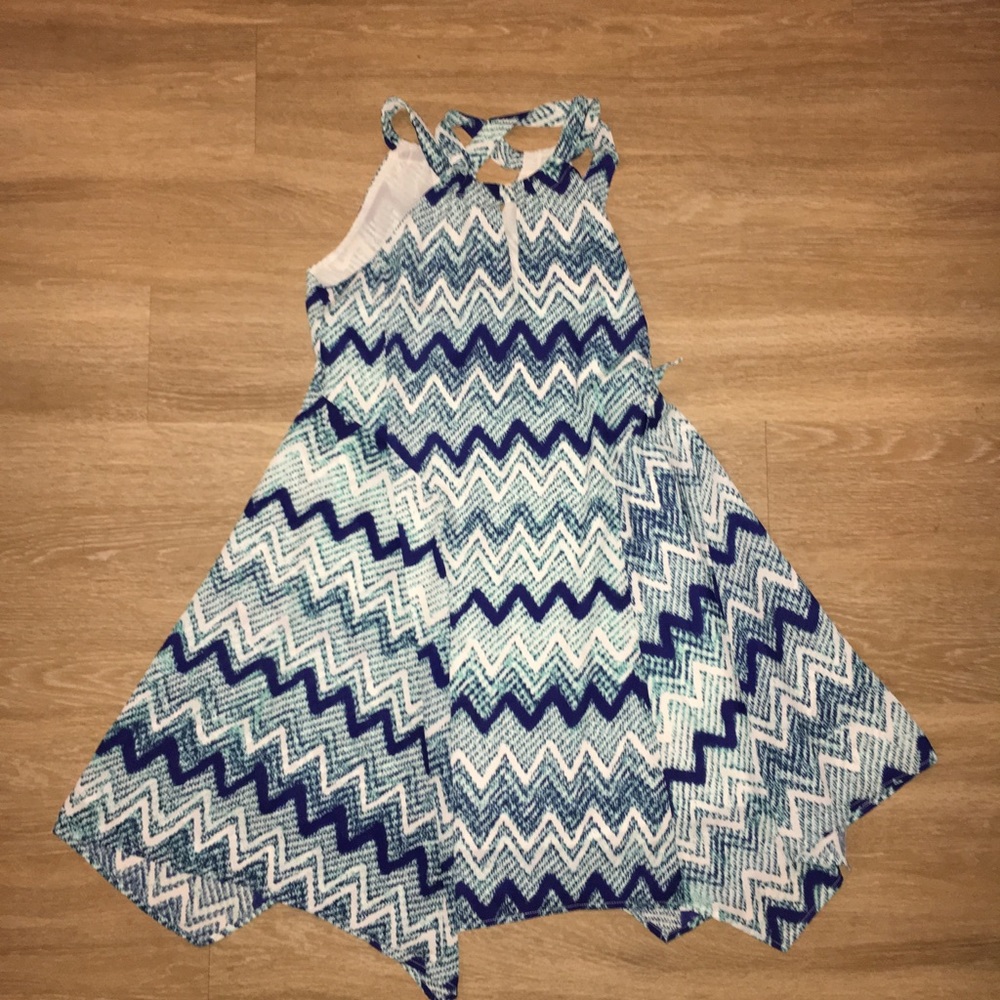 Chevron blue and teal summer dress